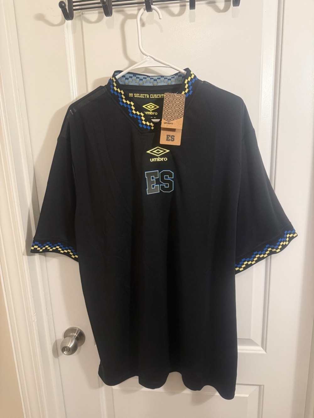 Umbro El Salvador Soccer Jersey with Blue and Yellow Trim